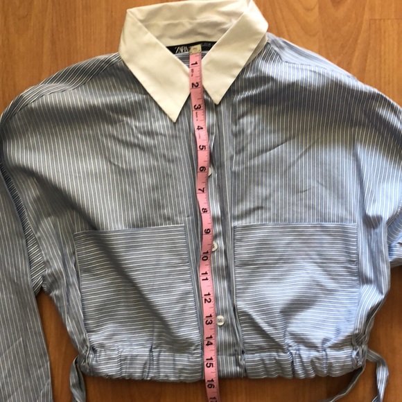 Cropped poplin contrasting top - Picture 7 of 9